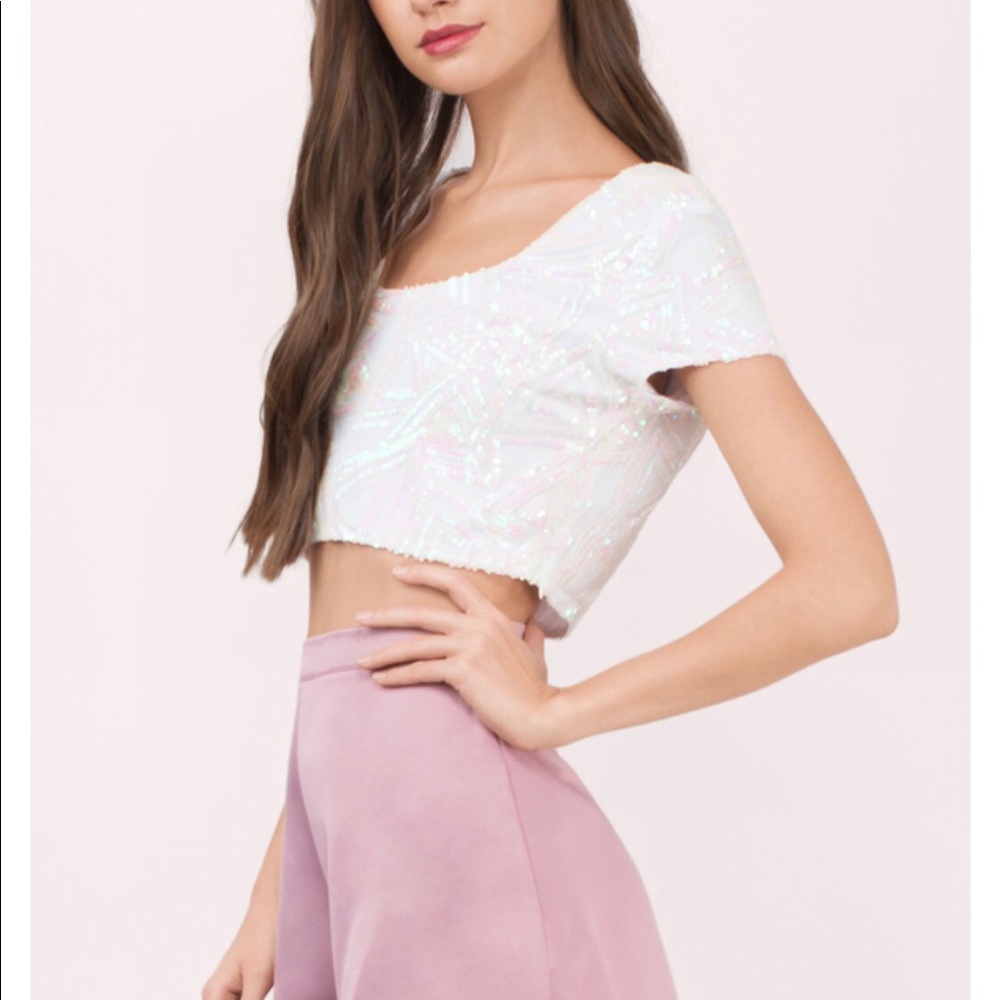 Tobi White Sequin Two Piece Outfit